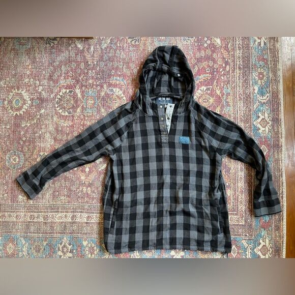 Women’s Large Ski the East Black and Grey plaid hoodie with front pocket - Picture 1 of 13